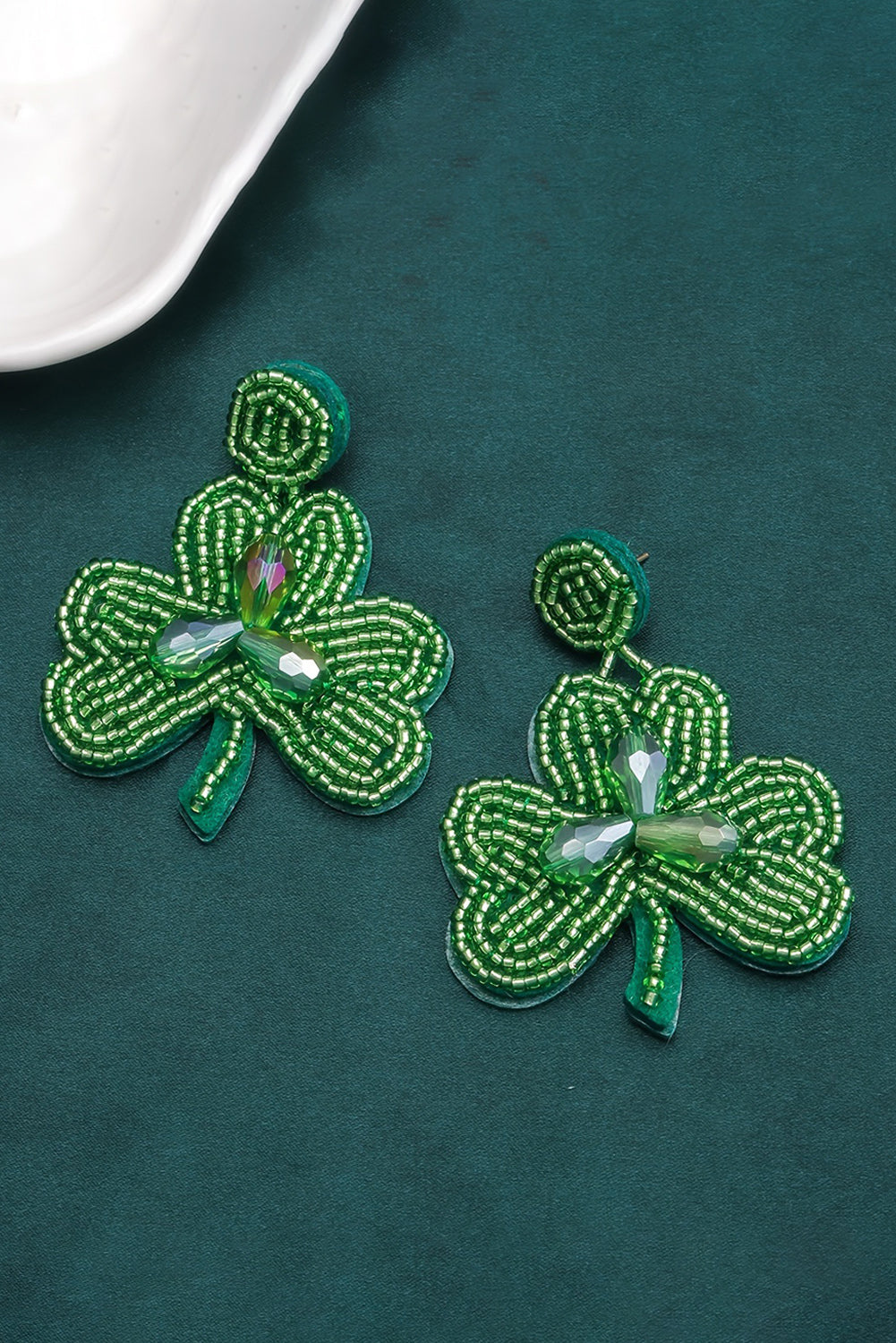 Mist Green St. Patricks Clover Shape Earrings Jewelry JT's Designer Fashion