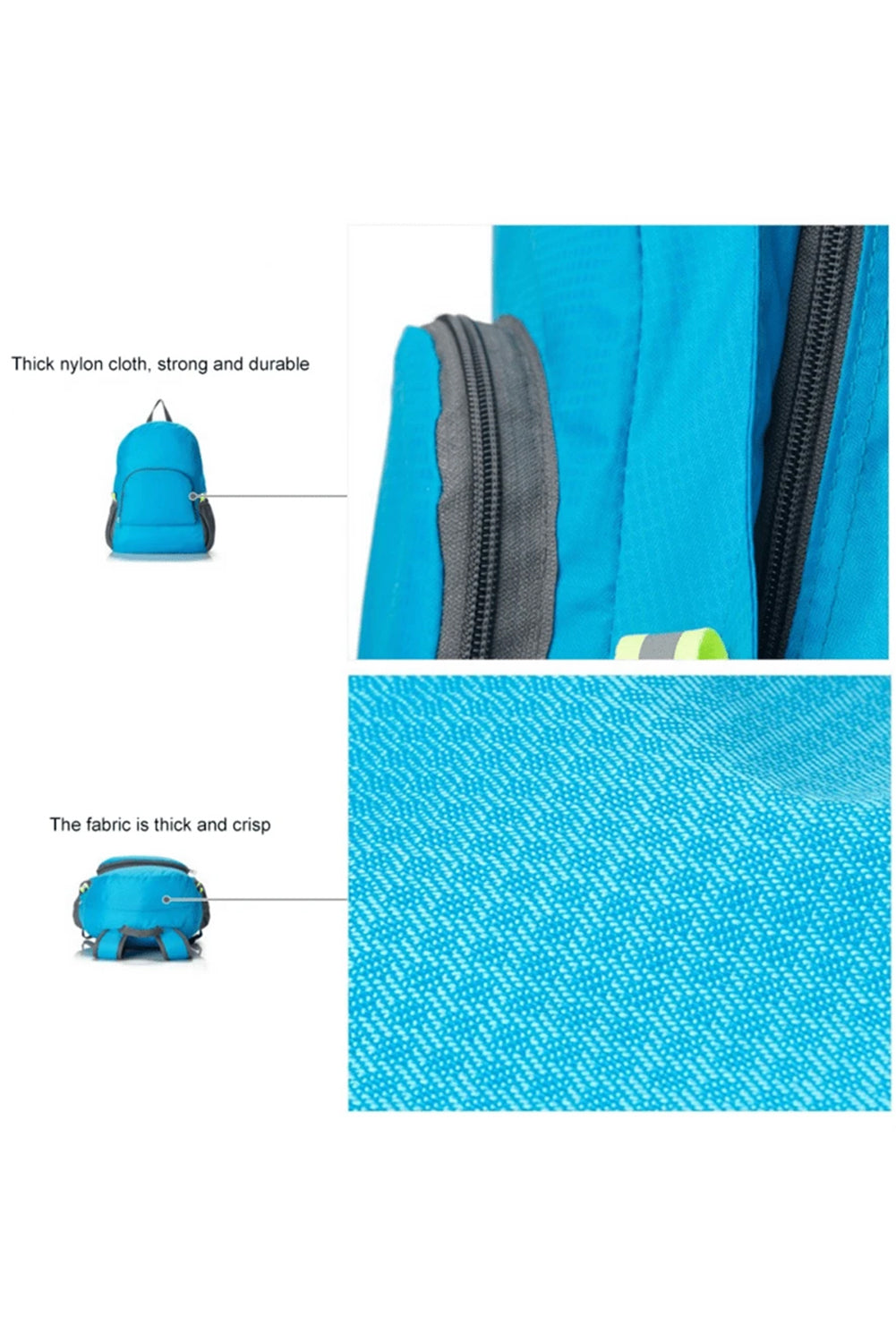 Light Blue Waterproof Ultra Light Foldable Backpack Backpacks JT's Designer Fashion