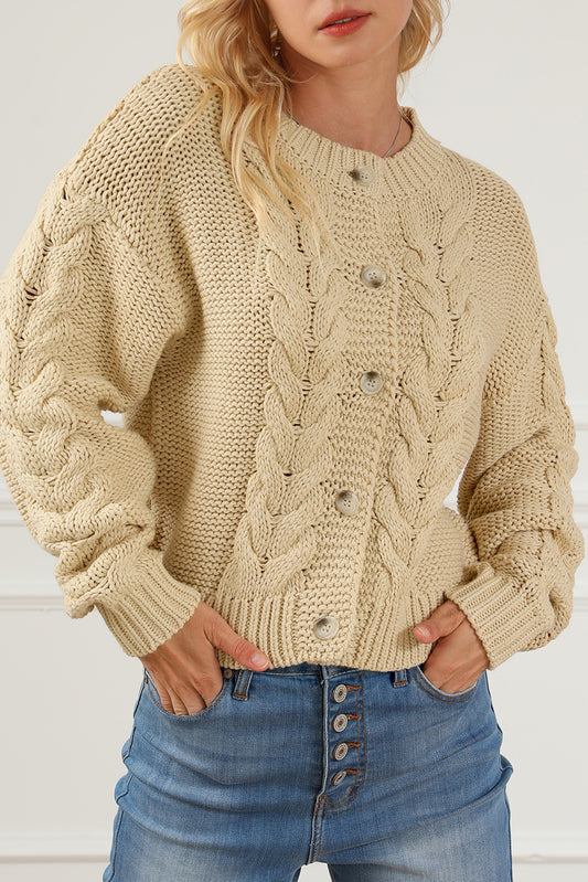 Apricot Cable Knit Buttoned Cardigan Sweaters & Cardigans JT's Designer Fashion