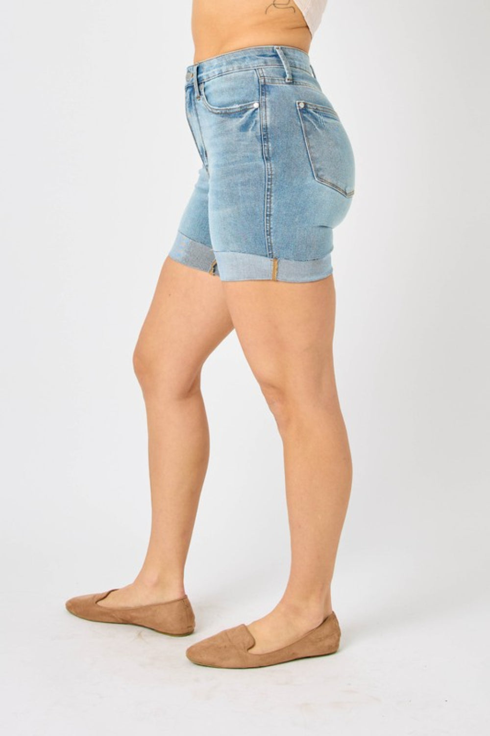 Judy Blue Full Size Tummy Control Denim Shorts Denim Shorts JT's Designer Fashion