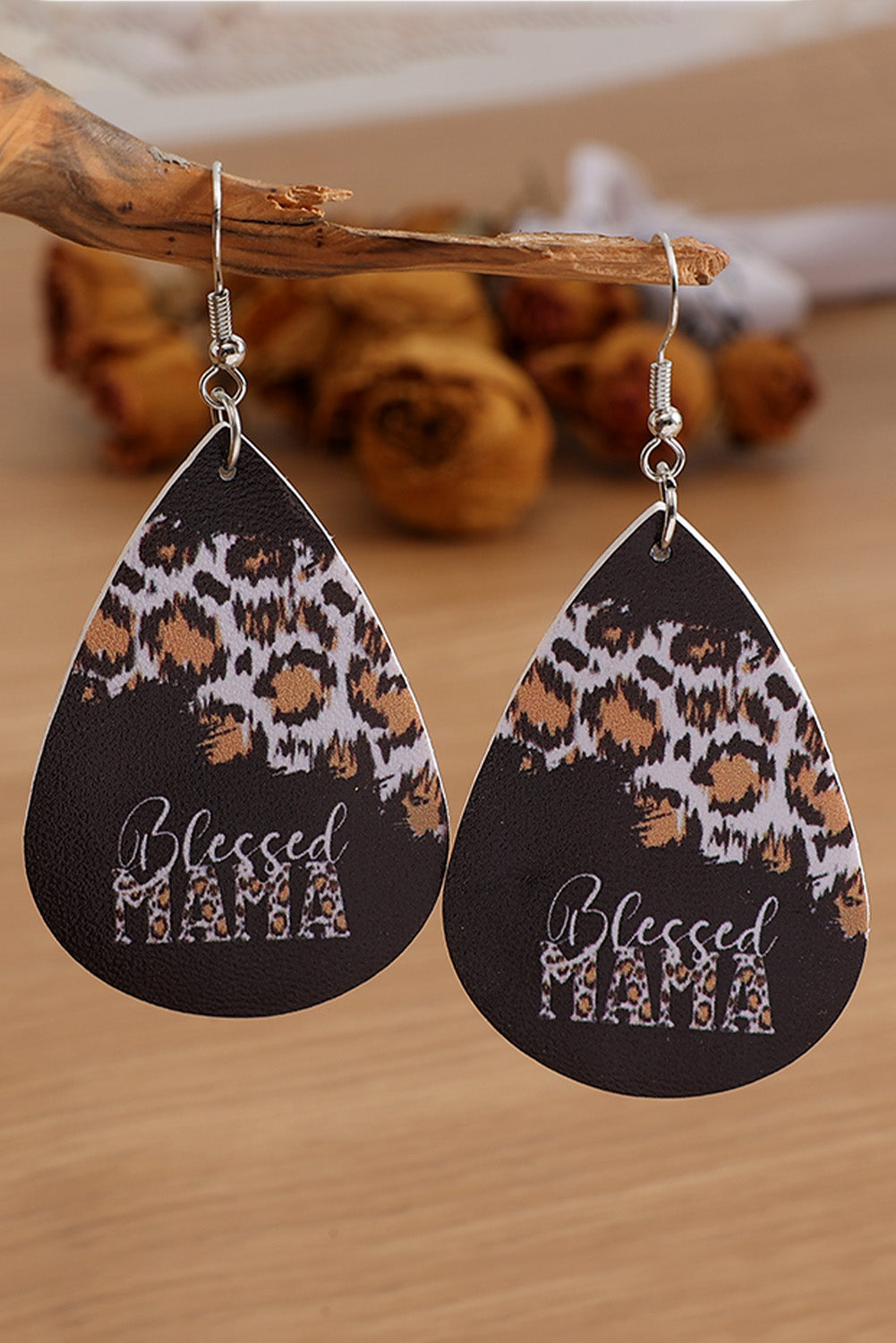 Black Blessed MAMA Leopard Earrings Jewelry JT's Designer Fashion