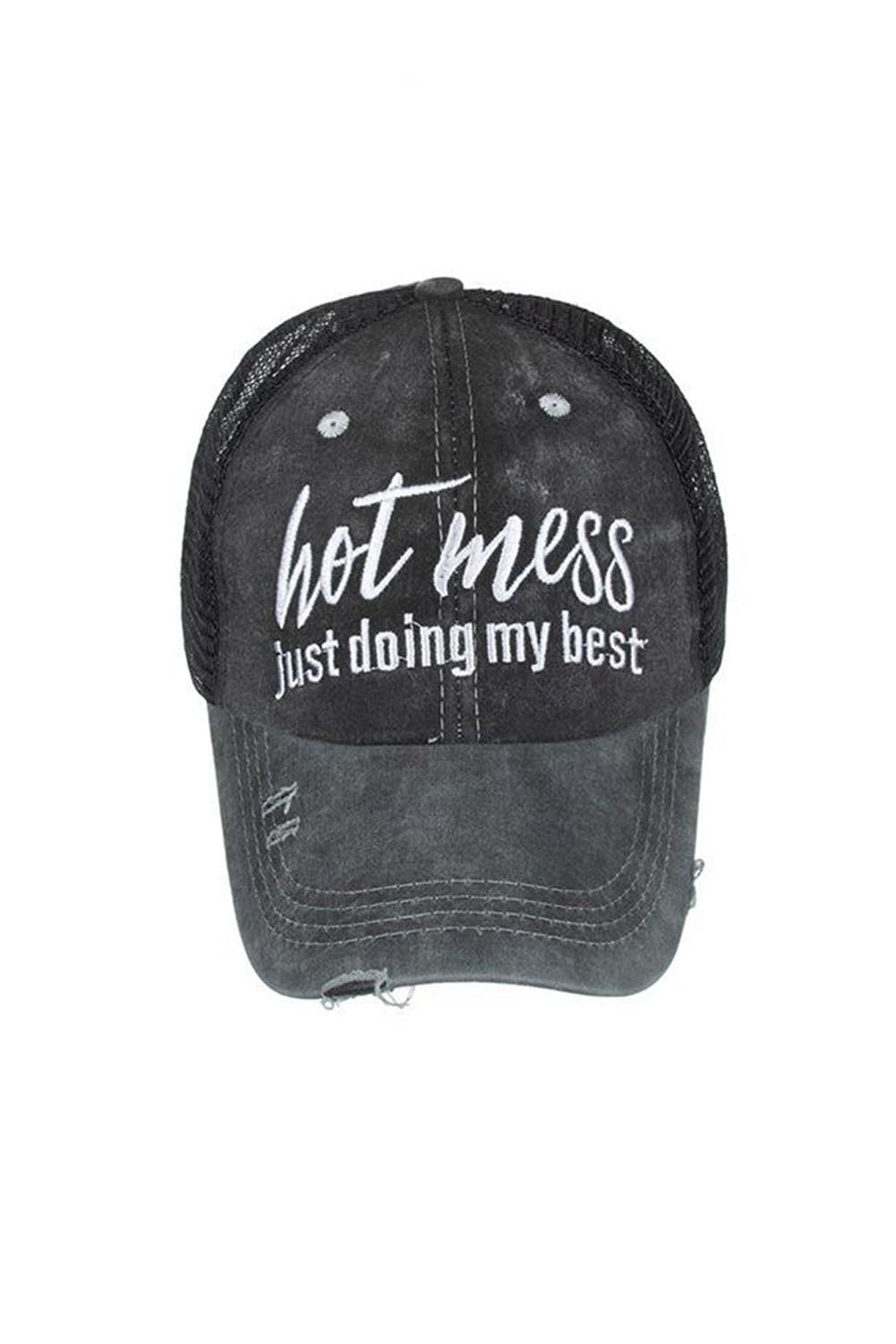 Hot Mess Doing My Best Embroidered Mesh Baseball Cap Hats & Caps JT's Designer Fashion