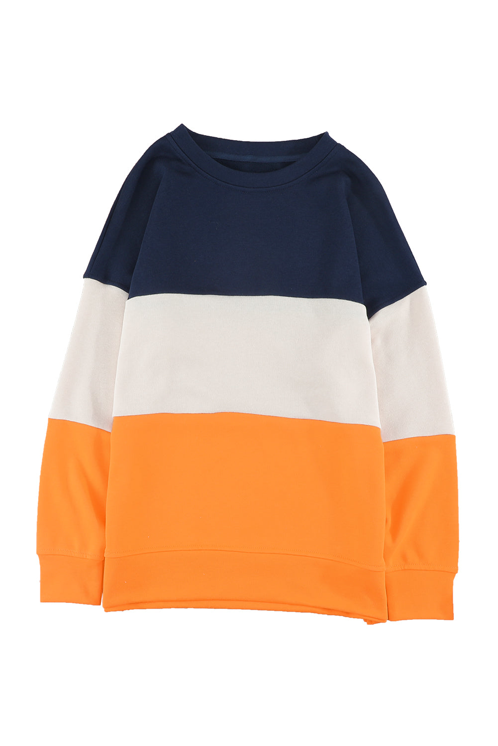 Colorblock Orange Contrast Stitching Sweatshirt with Slits Sweatshirts & Hoodies JT's Designer Fashion