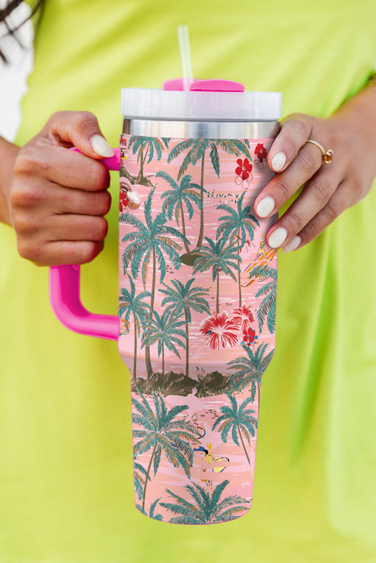 Rose Red Tropical Trees Print Stainless Steel Tumbler 40oz