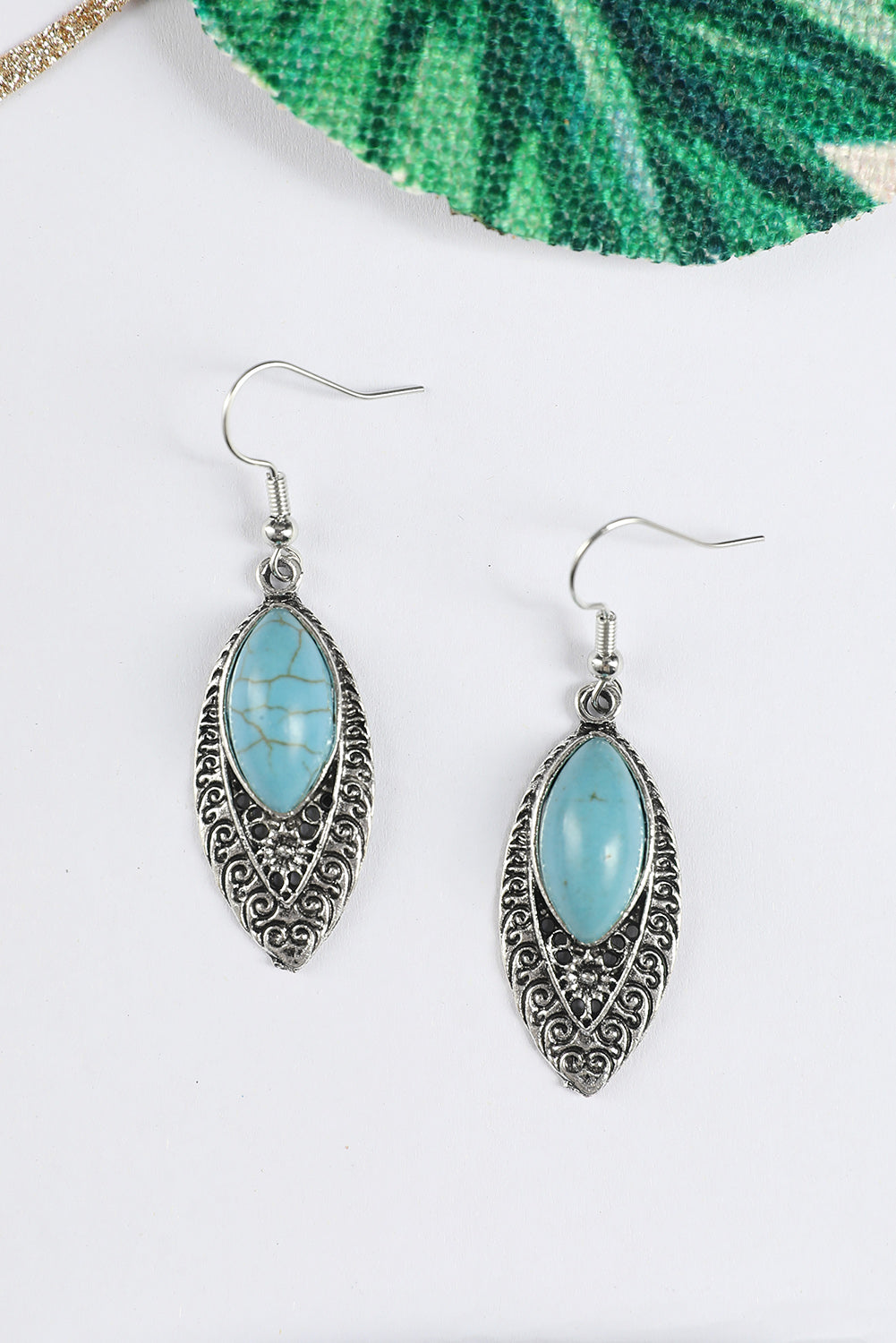 Silver Vintage Turquoise Boho Arabesque Earring Jewelry JT's Designer Fashion