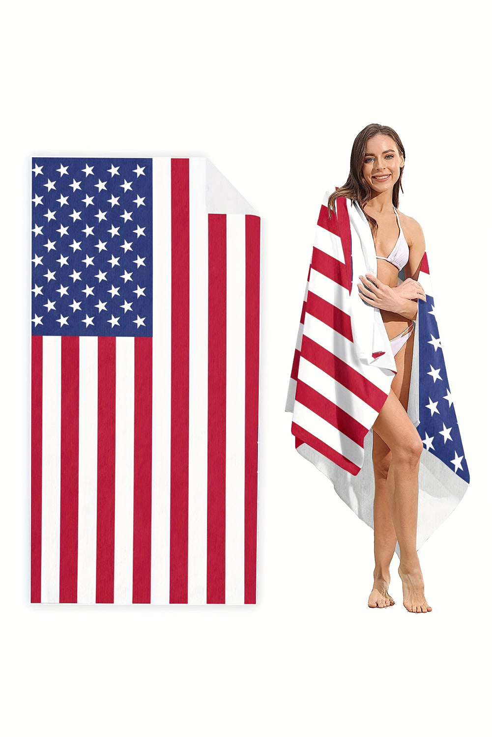 Fiery Red Independent Day Flag Pattern Bath Towel Other Accessories JT's Designer Fashion