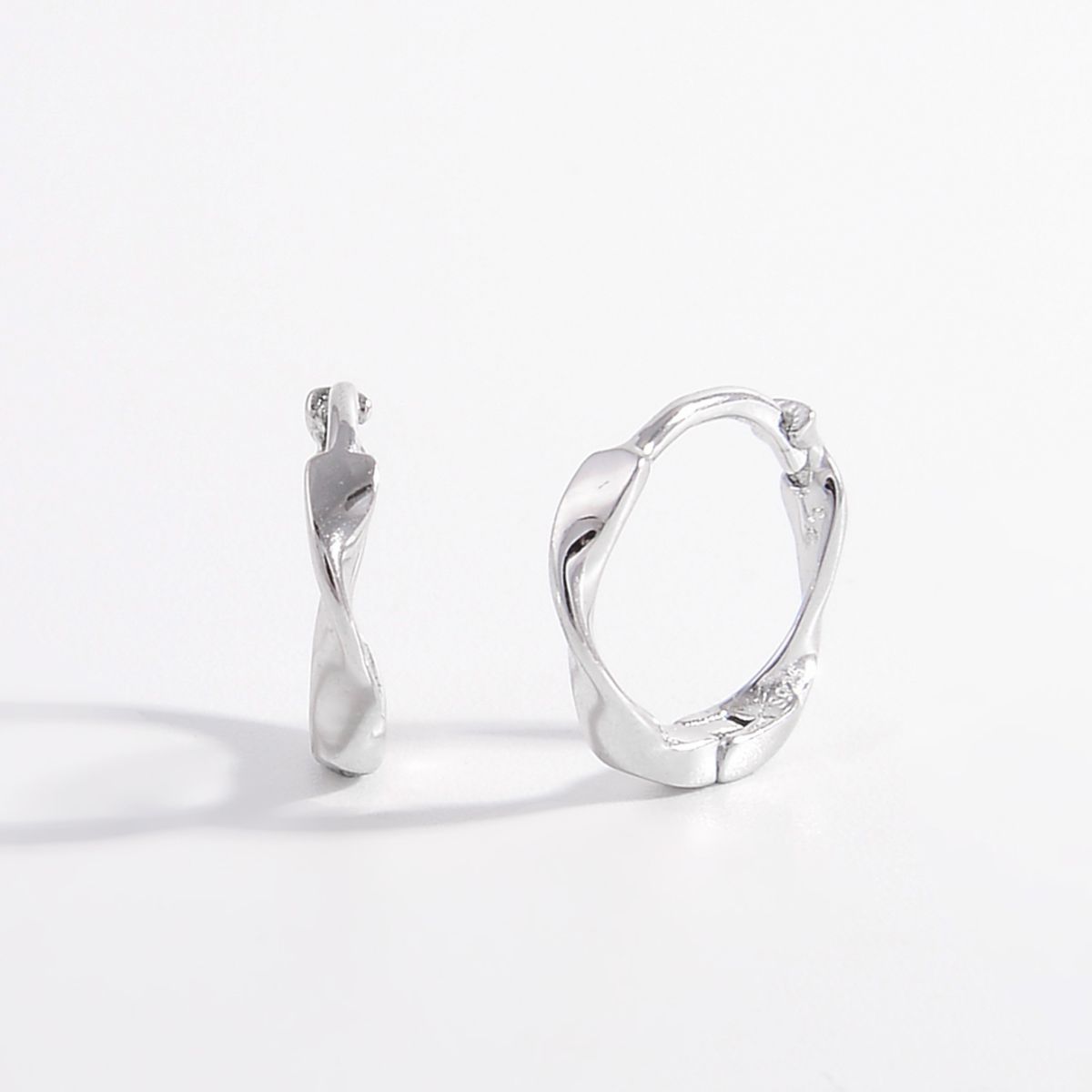 925 Sterling Silver Hoop Earrings Silver One Size Jewelry JT's Designer Fashion