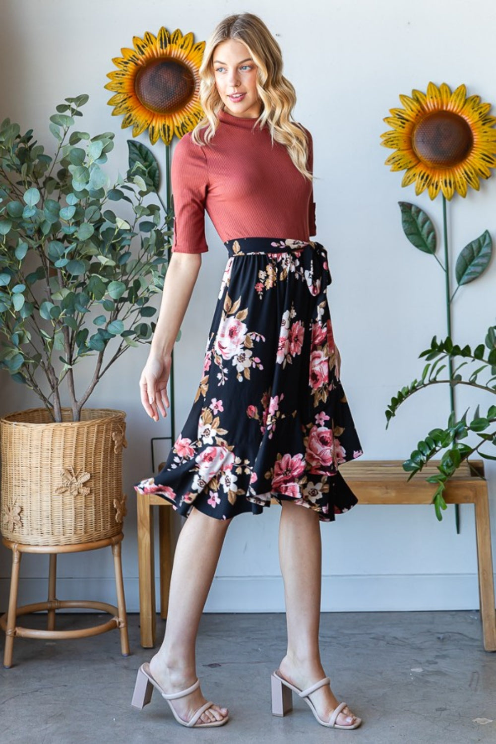 Reborn J Floral Wrap Ruffle Hem Skirt Skirts JT's Designer Fashion