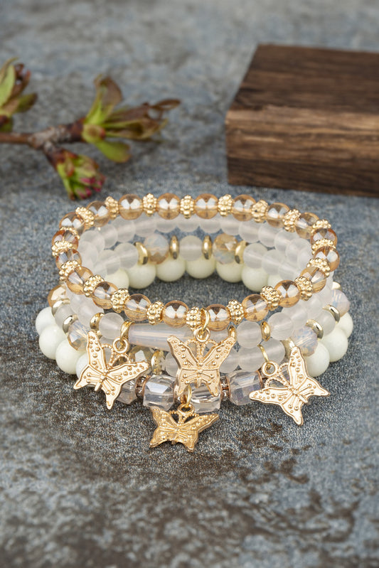 White Bohemian Butterfly Beaded 4Pcs Bracelet Set Jewelry JT's Designer Fashion