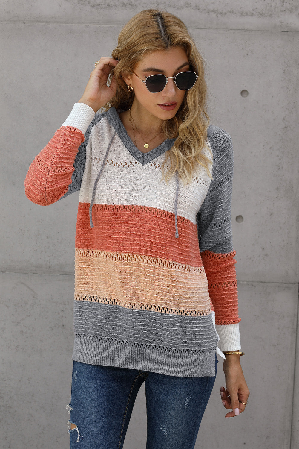 Gray Beach Bonfire Knitted Hoodie Sweatshirts & Hoodies JT's Designer Fashion