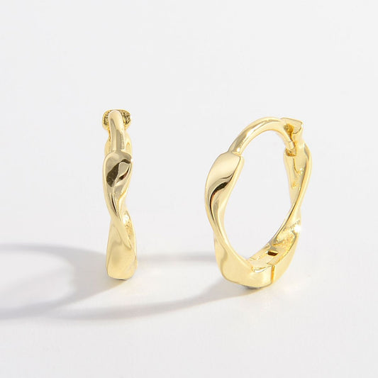 925 Sterling Silver Hoop Earrings Gold One Size Jewelry JT's Designer Fashion