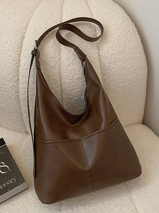 PU Leather Shoulder Bag Chocolate One Size Bags JT's Designer Fashion