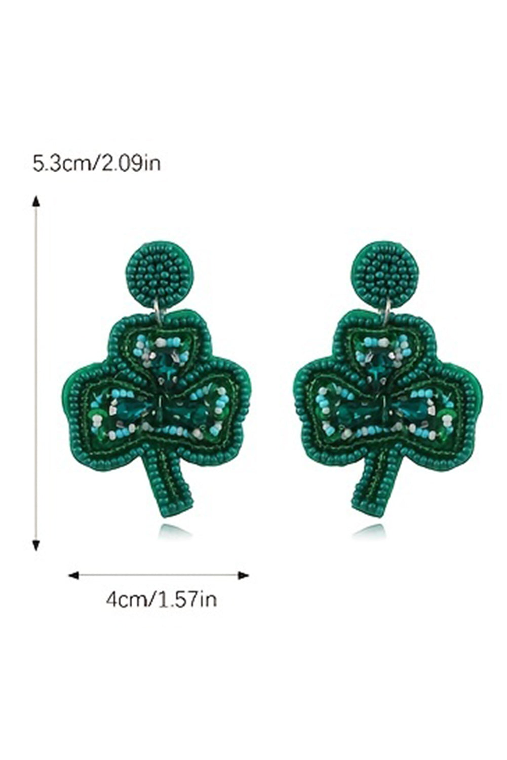 Blackish Green St Patrick Shamrock Rice Beaded Stud Earrings Jewelry JT's Designer Fashion