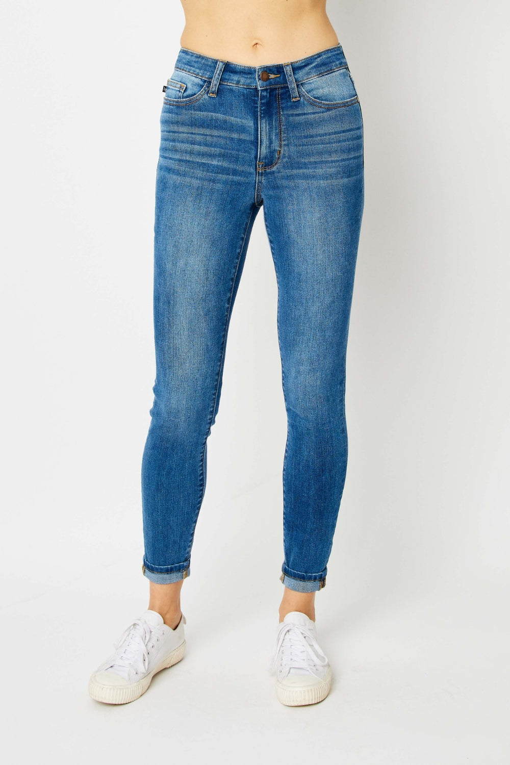 Judy Blue Full Size Cuffed Hem Skinny Jeans Jeans JT's Designer Fashion