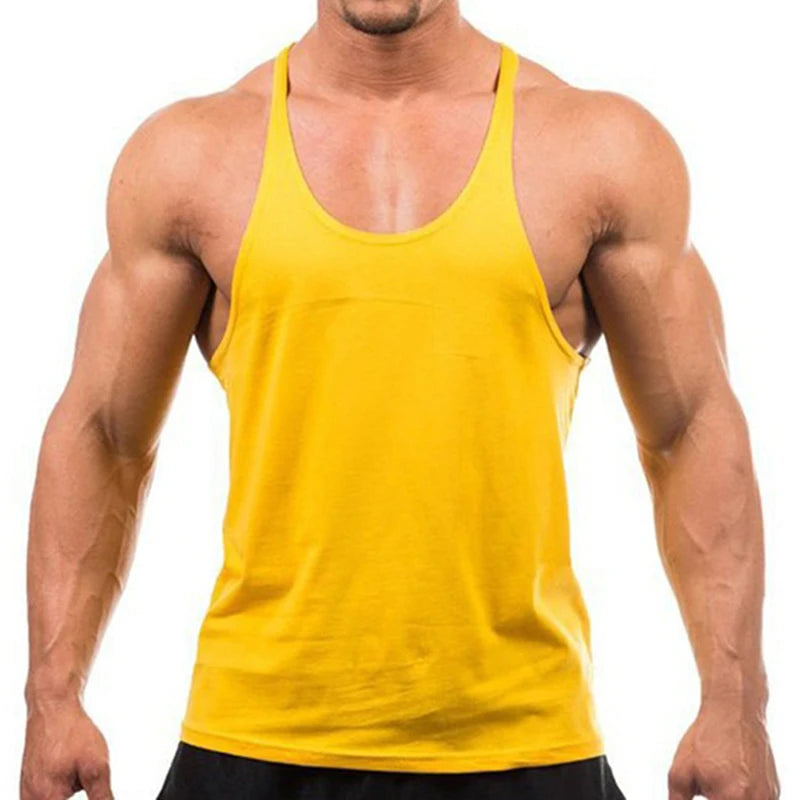Mens Cotton Bodybuilding Gym Tank Top yellow Men's Tops JT's Designer Fashion