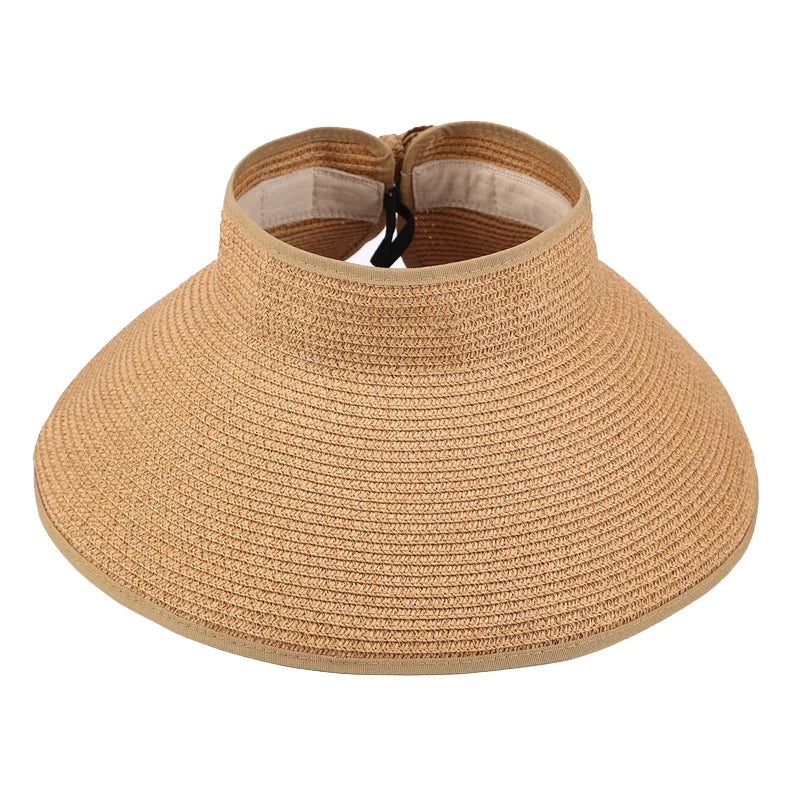Womens Beach Roll Up Sun Visor Wide Brim Straw Hat 8 Hats & Caps JT's Designer Fashion