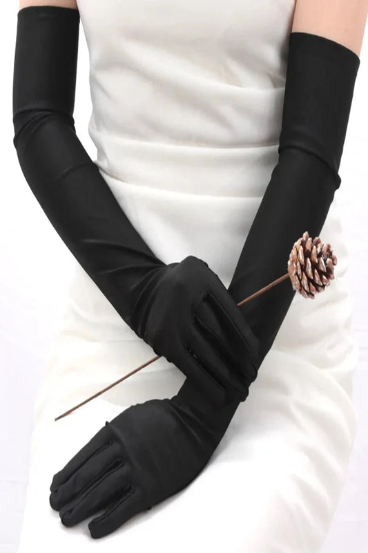 Classic Women Opera/Elbow Stretch Satin Long Gloves Black Other Accessories JT's Designer Fashion