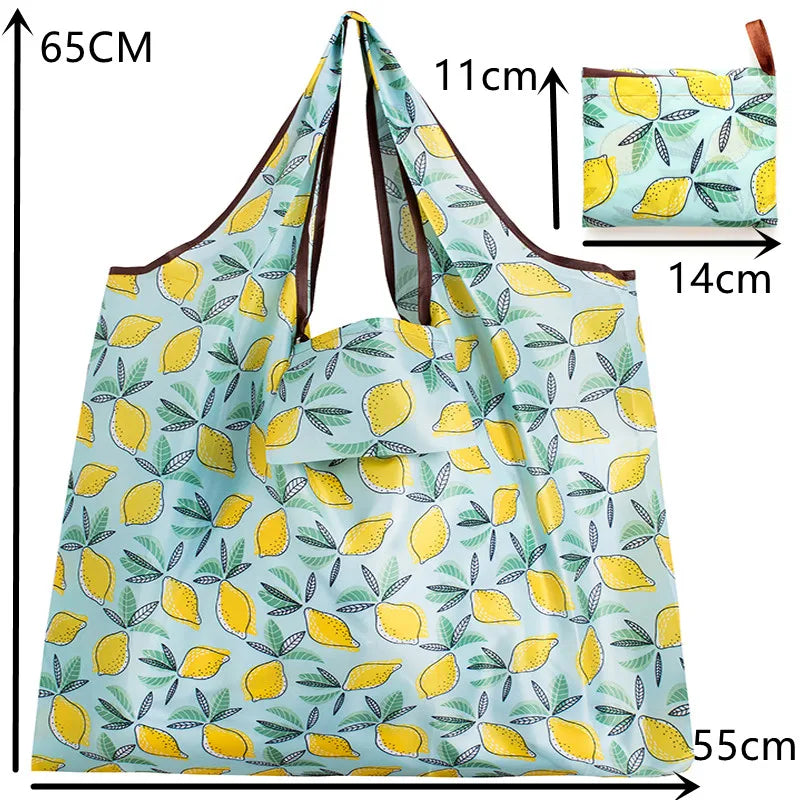 Cute Print Large Eco Tote Bags DFBLEMON Shoulder Bags JT's Designer Fashion