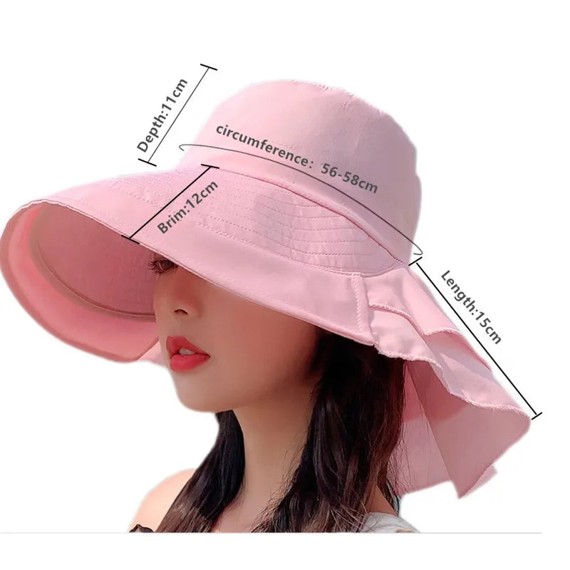 Women's Summer Hat with Wide Brim and Foldable Ponytail Pink One Size Hats & Caps JT's Designer Fashion