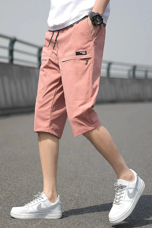 Plus Size Summer Calf-Length Men's Shorts Pink Men's Pants JT's Designer Fashion