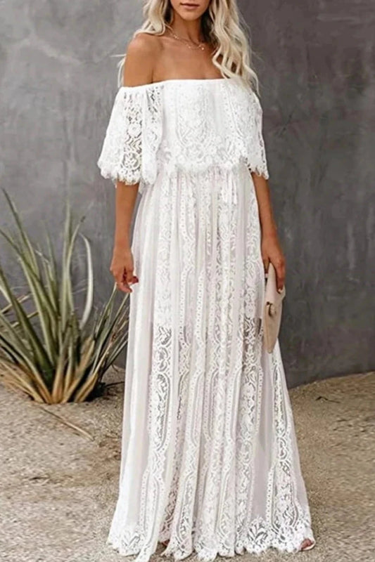 White Lace Maternity Maxi Dress for Baby Shower or Photo Shoot white Maxi Dress JT's Designer Fashion