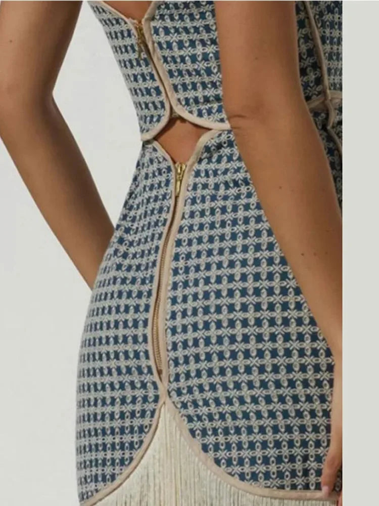 Sexy Cut Out Strapless Tassels Mini Dress Mini Dresses JT's Designer Fashion