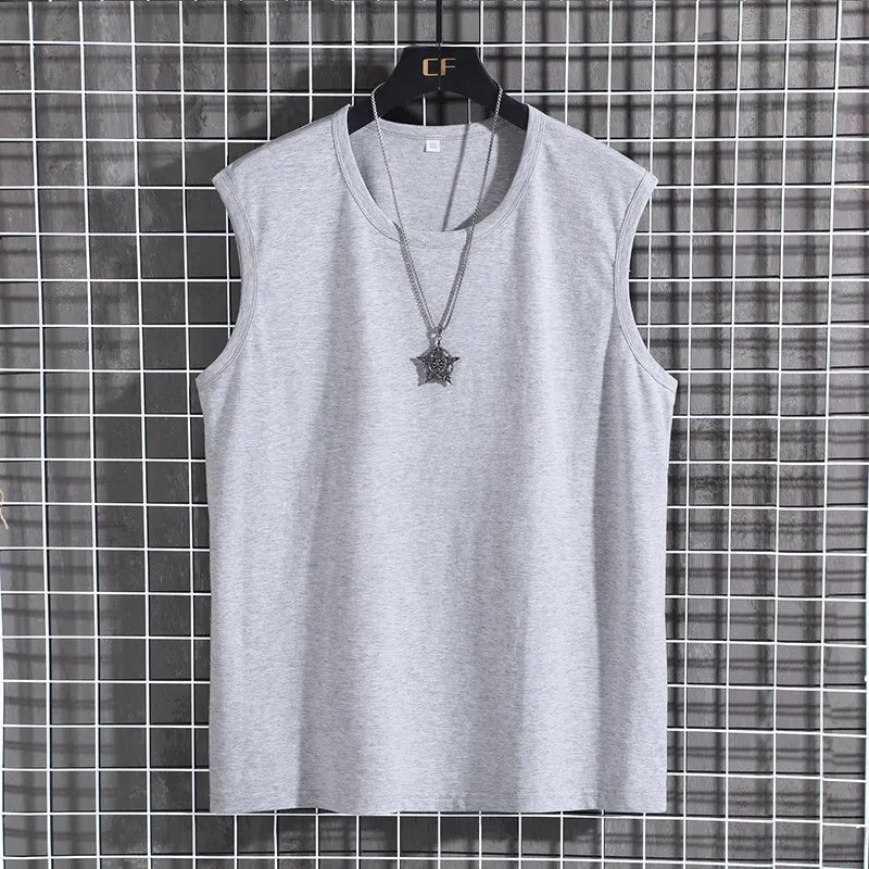 Big & Tall Mens Cotton Sleeveless Round Neck Oversized Solid Color T-Shirt Men's Tops JT's Designer Fashion