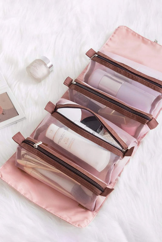 Pink Leegoo Detachable 4-in-1 Foldable Travel Makeup Bag Makeup Bags JT's Designer Fashion