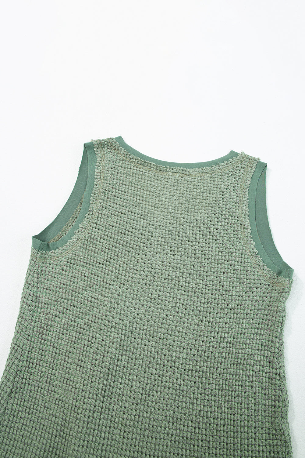Sea Green Scoop Neck Waffle Knit Flowy Vest Pre Order Tops JT's Designer Fashion