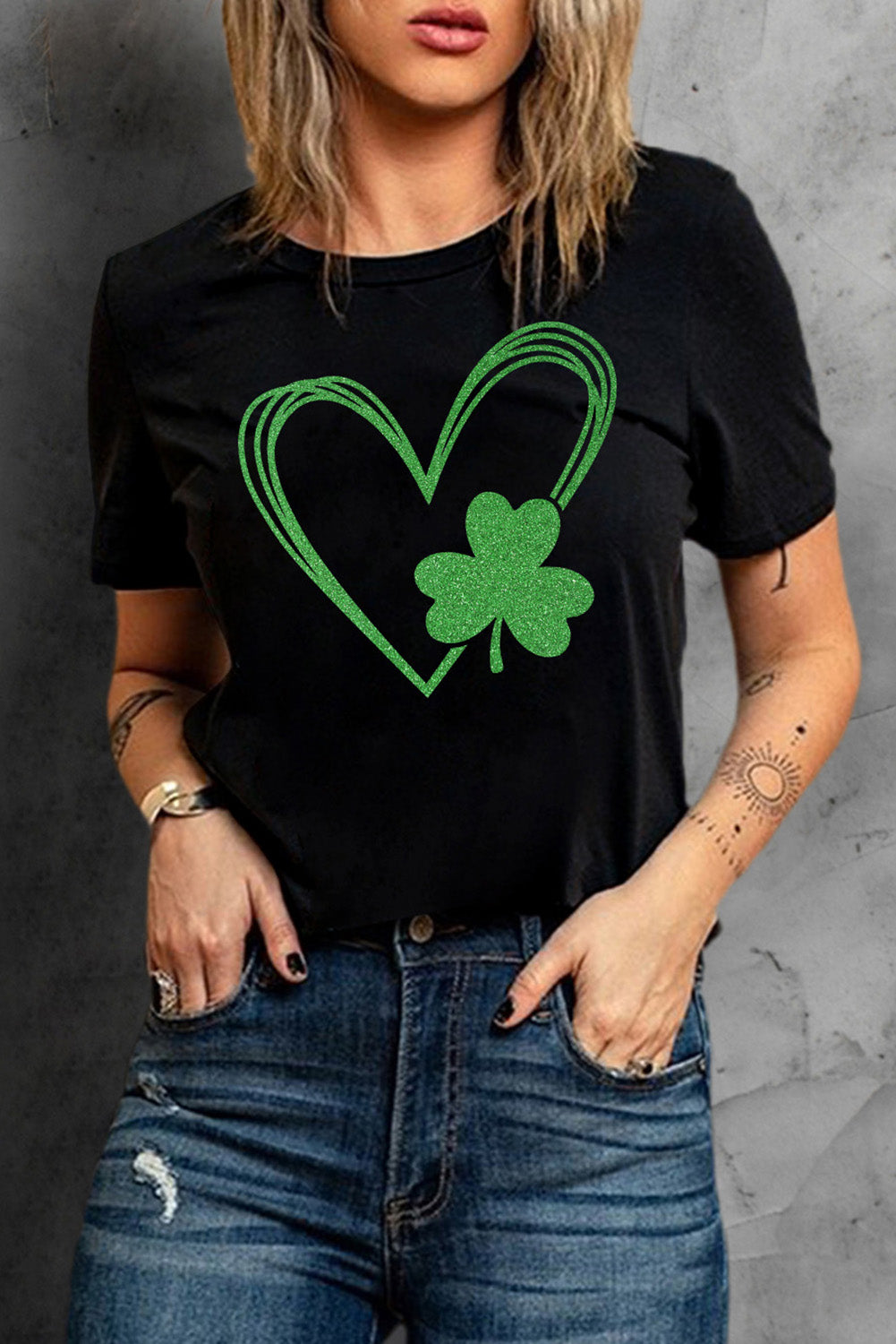 Black Clover Heart Shaped Graphic Tee Graphic Tees JT's Designer Fashion