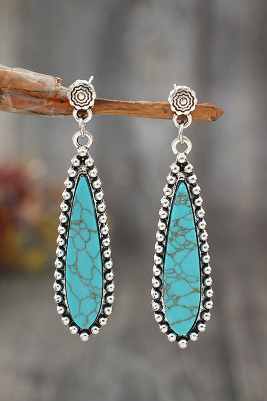 Silvery Vintage Bohemian Turquoise Alloy Earrings Jewelry JT's Designer Fashion