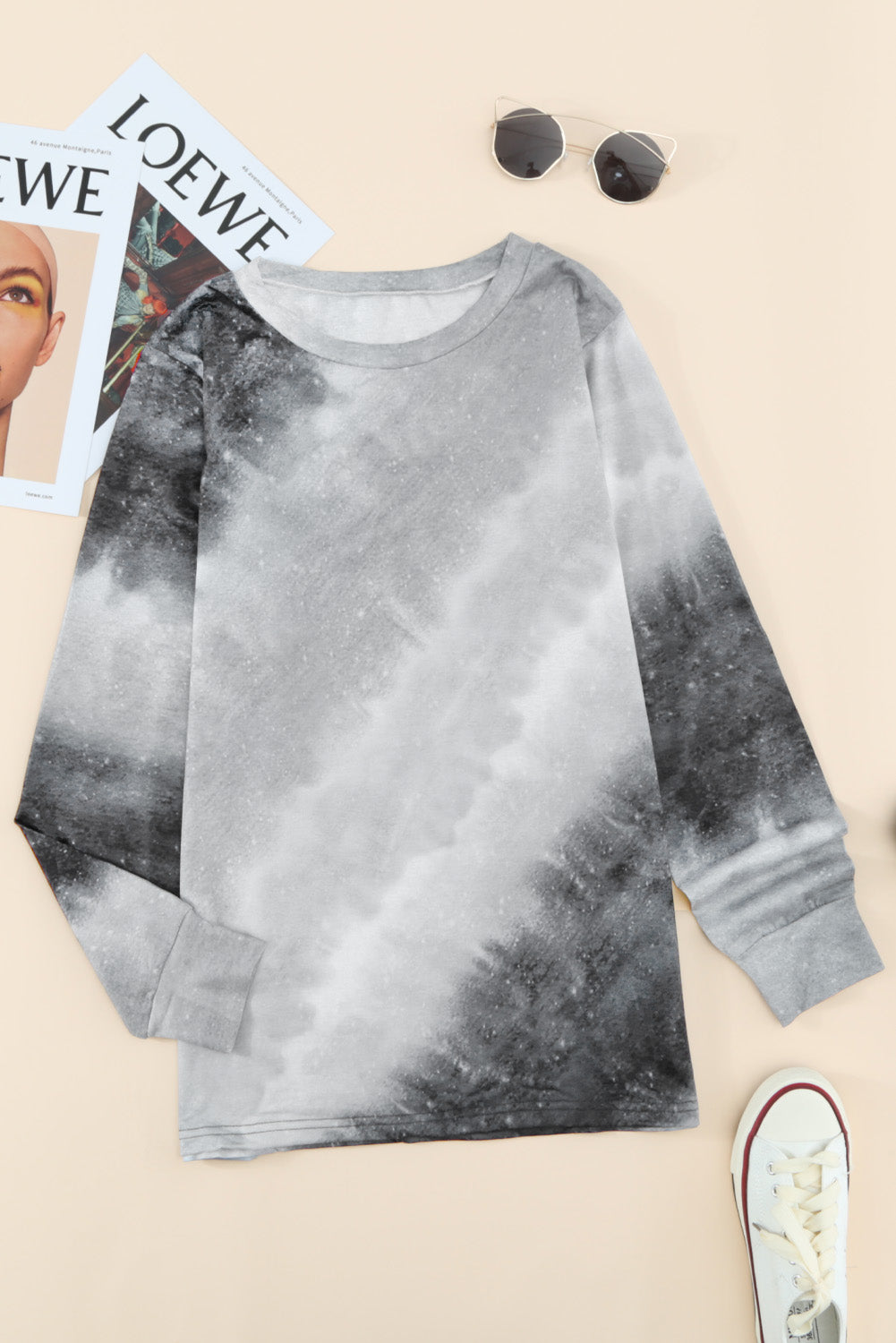 Ombre Gray Tie-dye Sweatshirt Sweatshirts & Hoodies JT's Designer Fashion