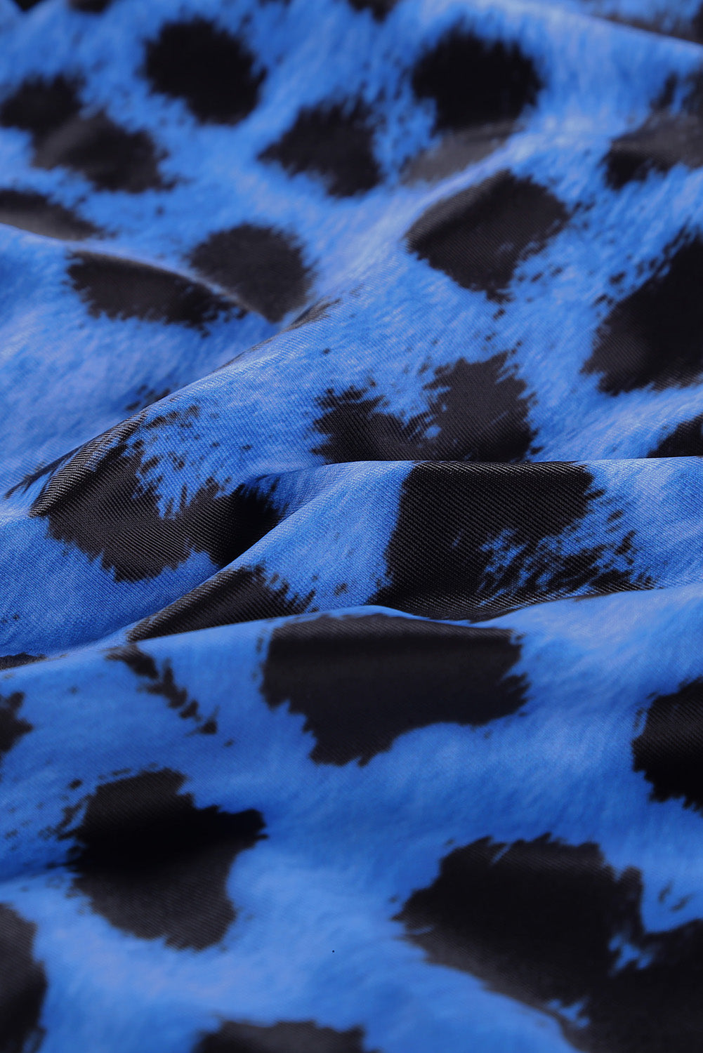 Blue Leopard Print Zipper Cut-out Rash Guard Swimsuit Rash Guards JT's Designer Fashion