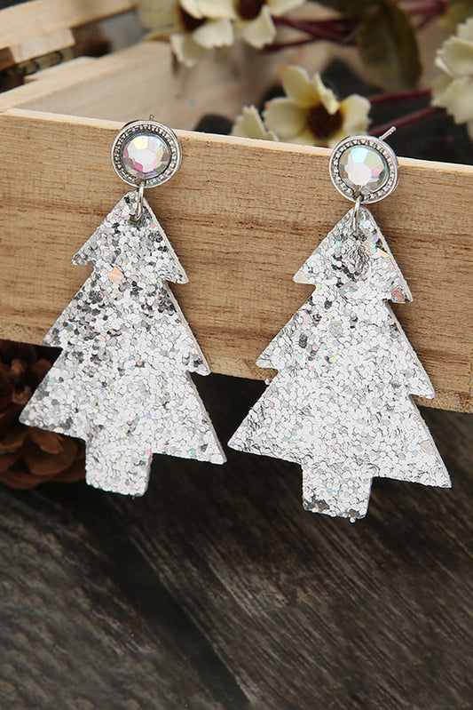 Silver Christmas Tree Hook Earrings Jewelry JT's Designer Fashion