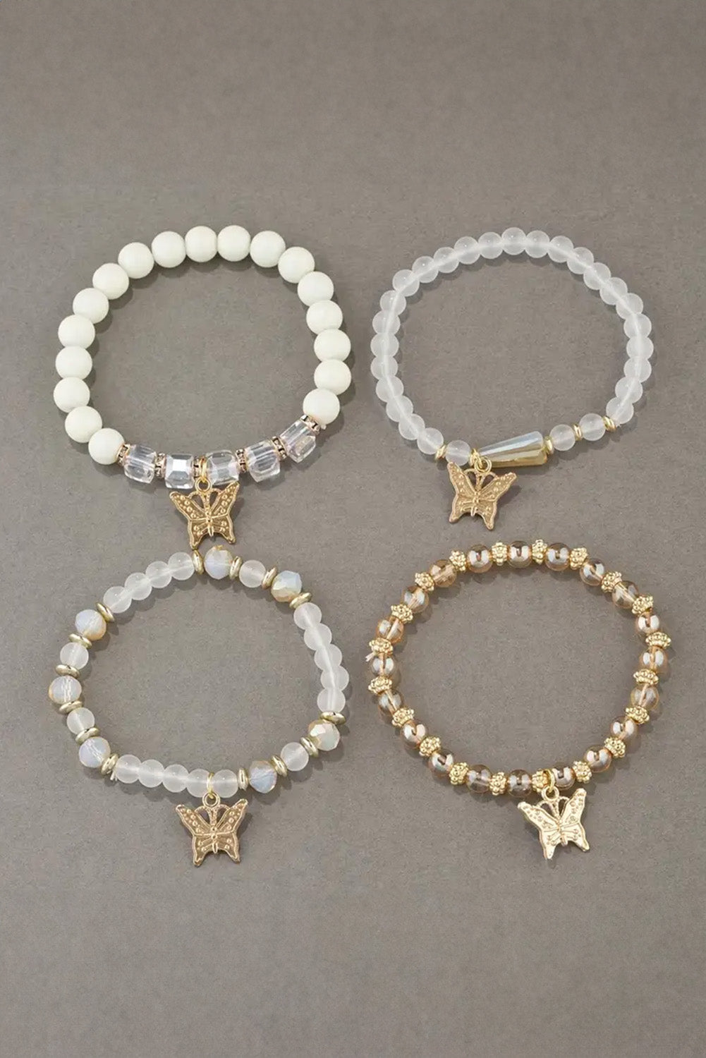 White Bohemian Butterfly Beaded 4Pcs Bracelet Set Jewelry JT's Designer Fashion