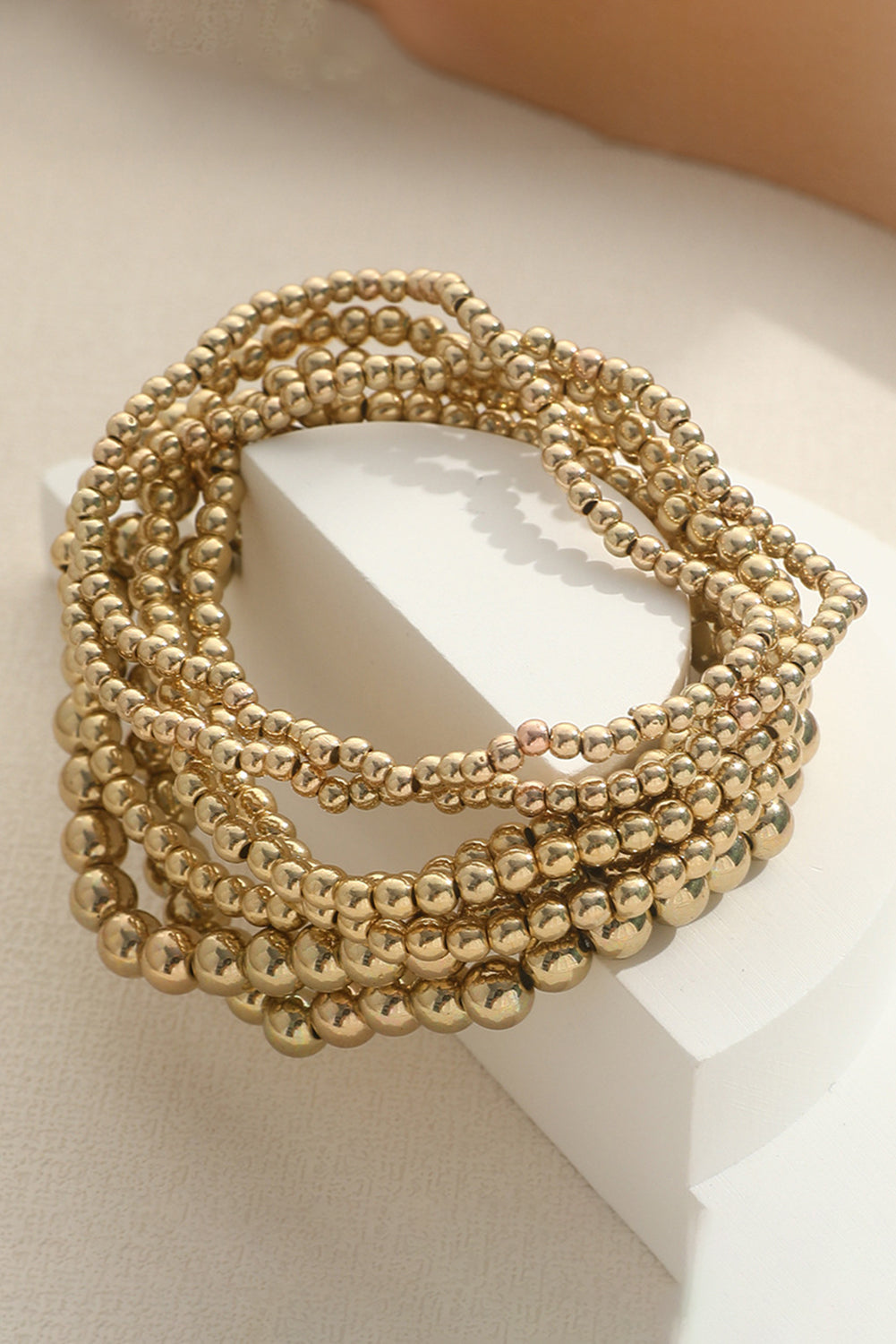 Gold 7pcs/Set Minimalist Beaded Luxury Bracelet Set Jewelry JT's Designer Fashion