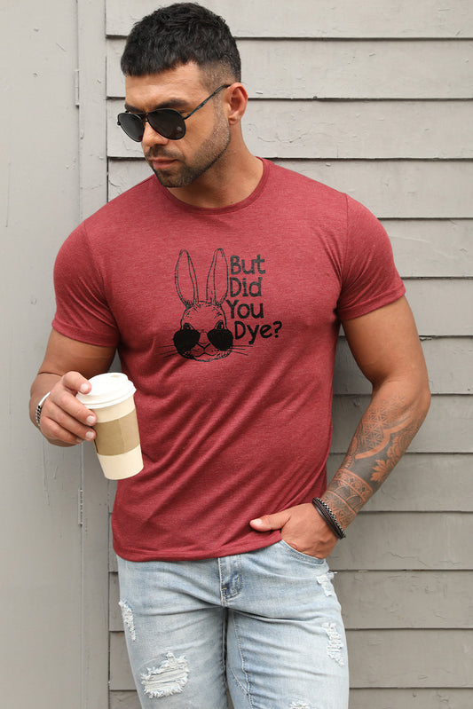 Red But Did You Dye Bunny Print Slim-fit Men's T-shirt Men's Tops JT's Designer Fashion