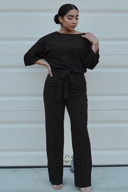 Black Date Night Jumpsuit Black 95%Polyester+5%Spandex Jumpsuits & Rompers JT's Designer Fashion