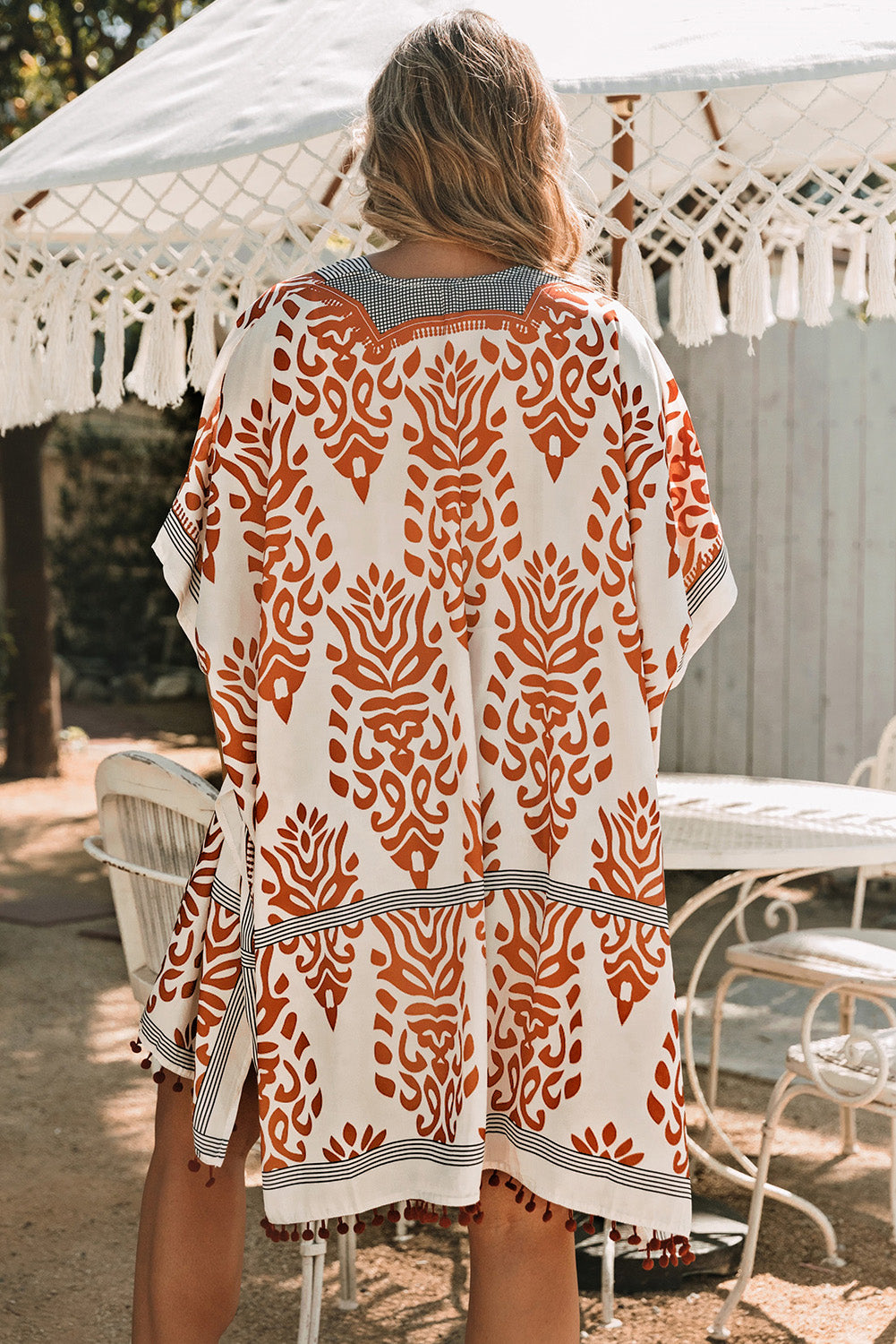 Orange Prowess Pom Pom Kimono Kimonos JT's Designer Fashion
