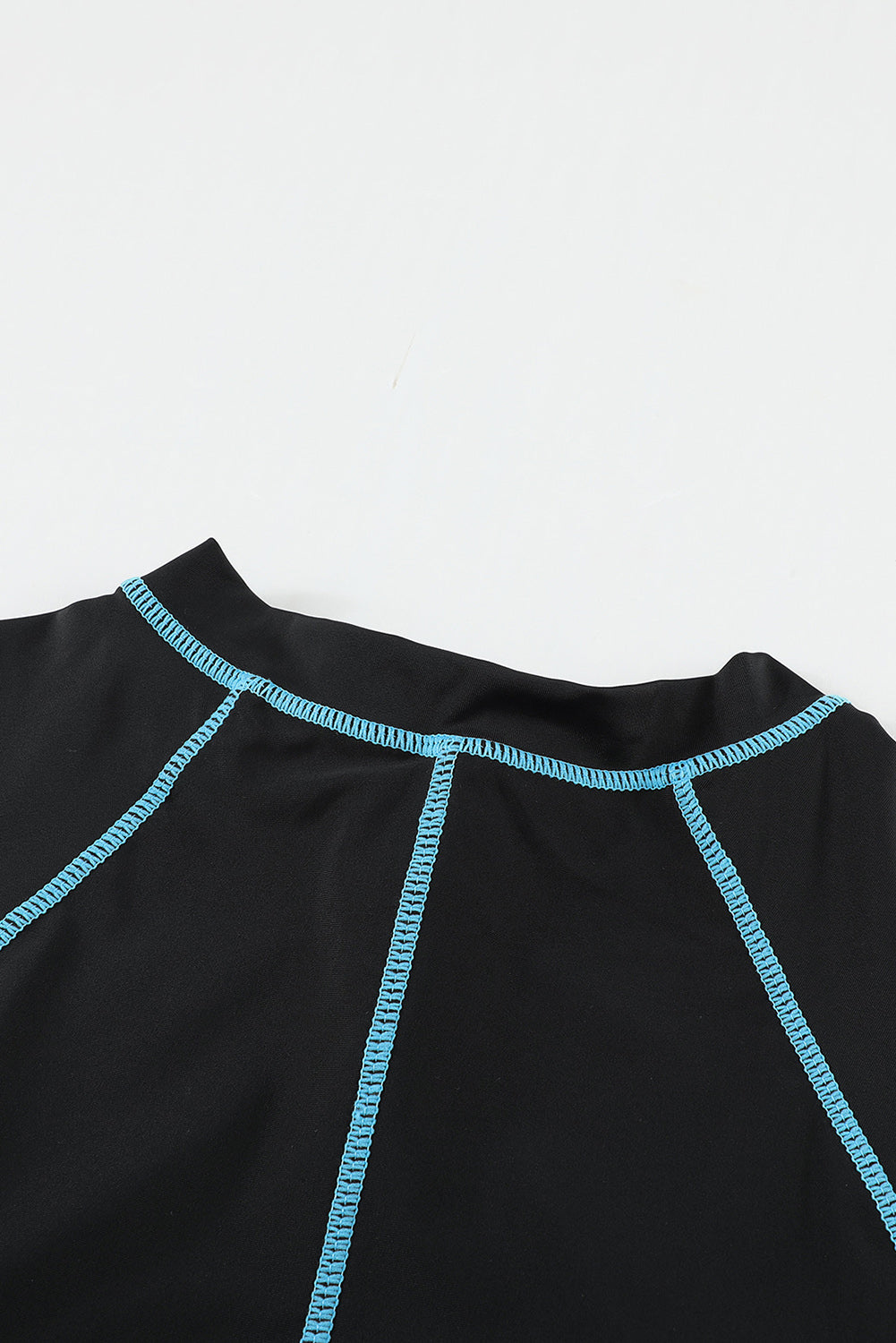 Sky Blue Seam Contoured Zip Front Wetsuit Rash Guards JT's Designer Fashion