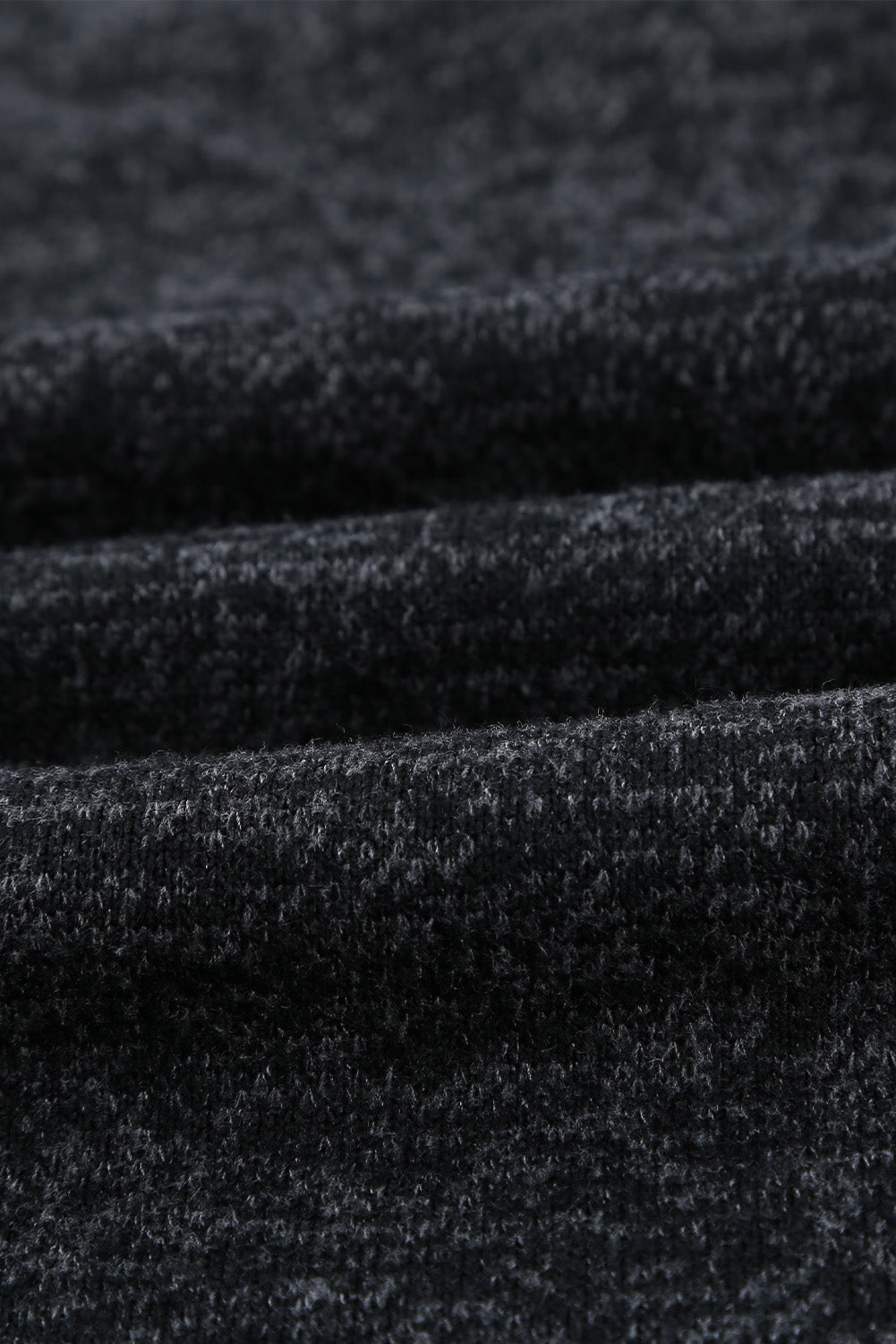 Black Heathered Print Button Snap Neck Pullover Hoodie Sweatshirts & Hoodies JT's Designer Fashion