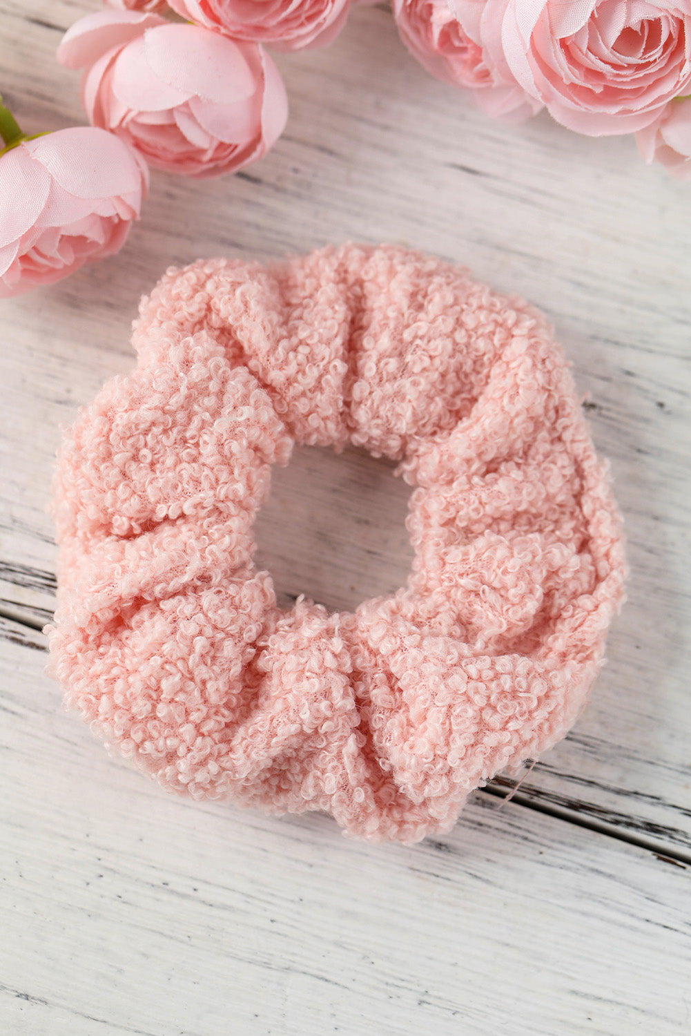 Apricot Pink Sherpa Large Scrunchy Hair Tie Jewelry JT's Designer Fashion