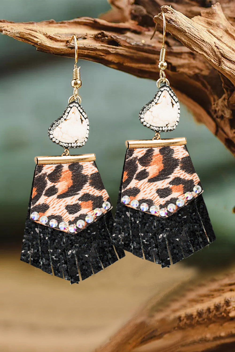 White Leopard Tassel Dangle Earrings Jewelry JT's Designer Fashion