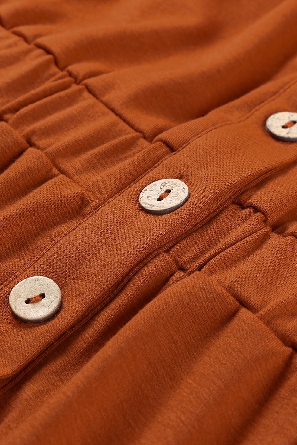 Brown Button Up High Waist Long Sleeve Dress Midi Dresses JT's Designer Fashion