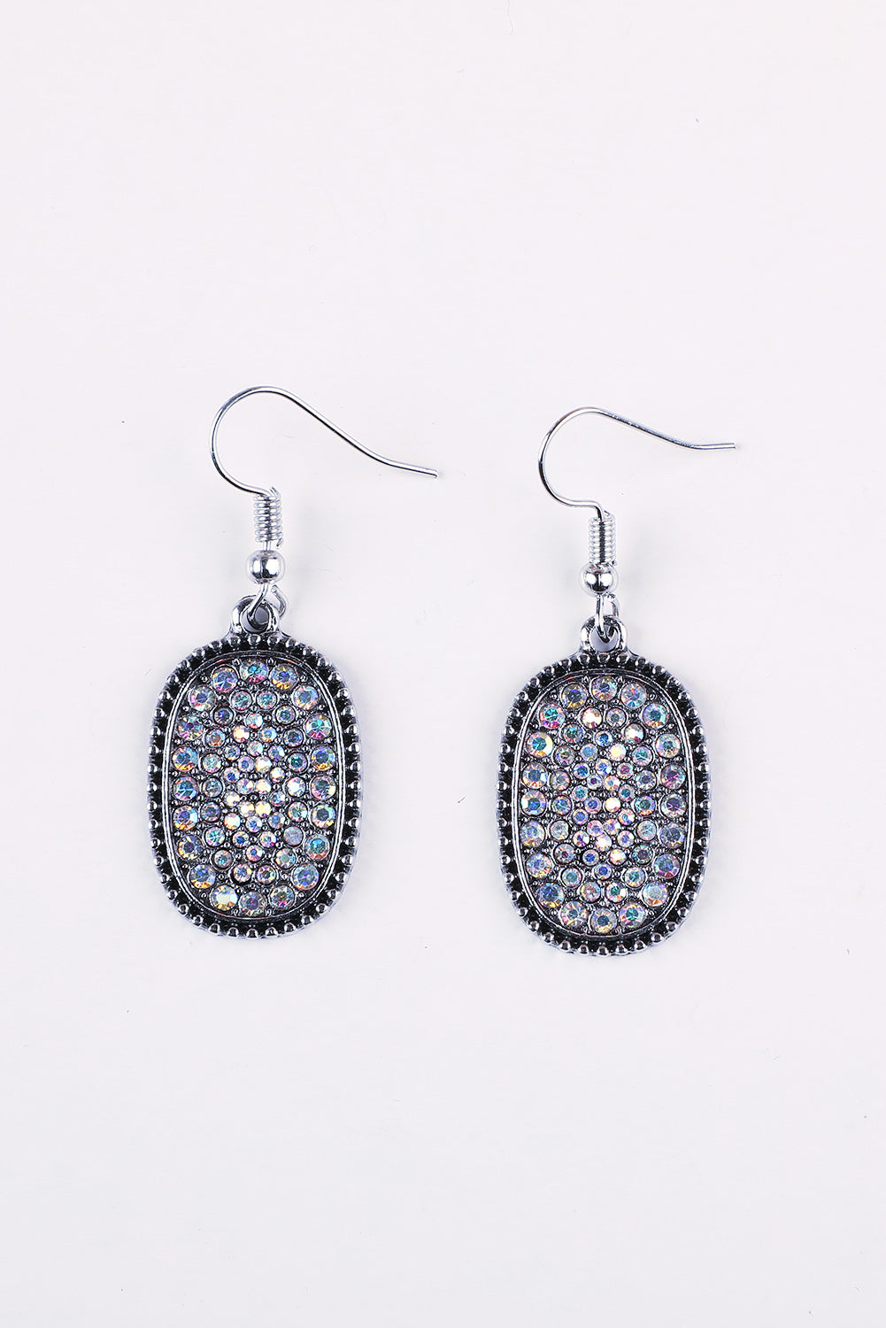 Multicolor Full Diamond Antique Silver Hook Earrings Jewelry JT's Designer Fashion