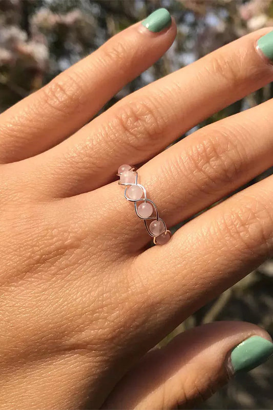 Pink Gemstone Wrapped Braided Ring Jewelry JT's Designer Fashion