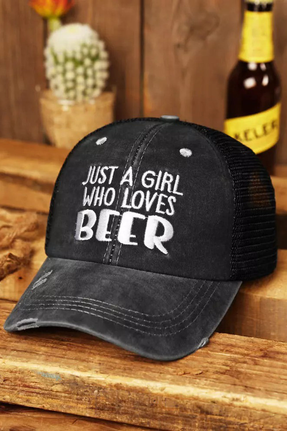 Black Just A Girl Who Loves Beer Criss-Cross Baseball Cap Hats & Caps JT's Designer Fashion