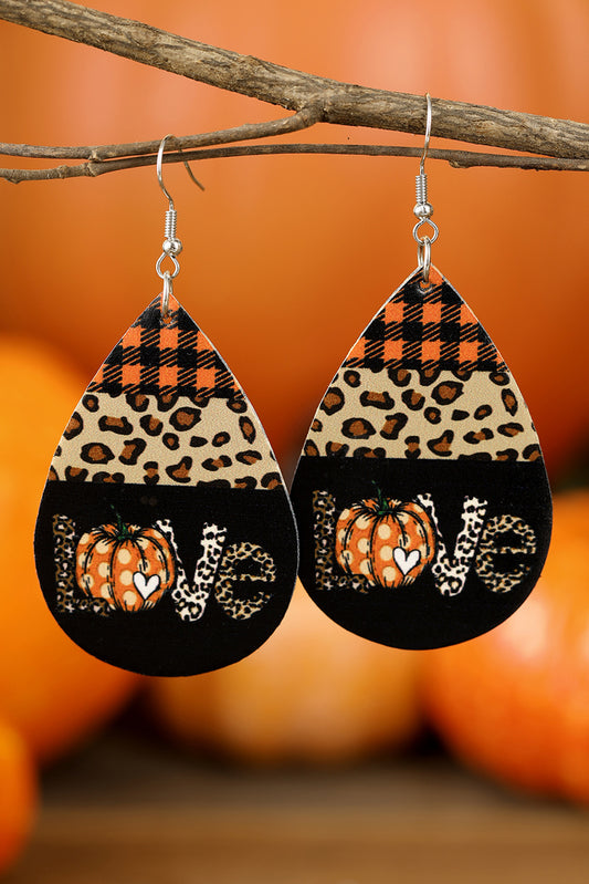 Halloween Pumpkin Pu Leather Earrings Jewelry JT's Designer Fashion