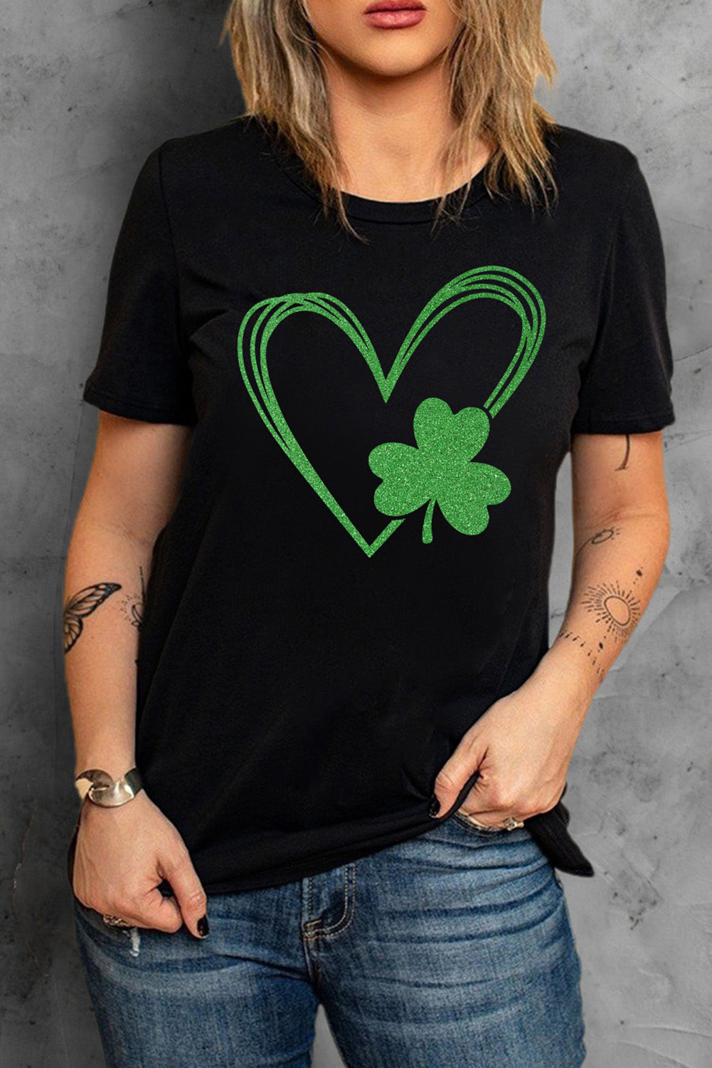 Black Clover Heart Shaped Graphic Tee Graphic Tees JT's Designer Fashion