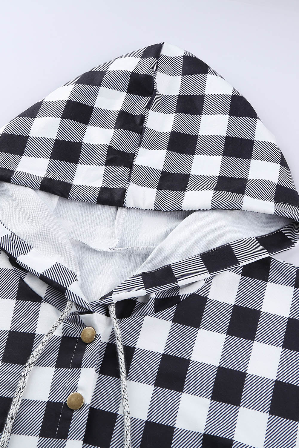 Black Plaid Splicing Pocketed Hoodie Sweatshirts & Hoodies JT's Designer Fashion
